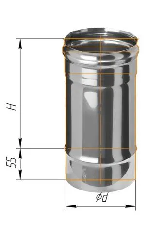 дымоход феррум нержавеющий (430/0,8 мм) ф200 l=0,25м #
