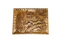 картина резная "охота, олень и собаки" натуральное дерево, 295*385мм, банный эксперт